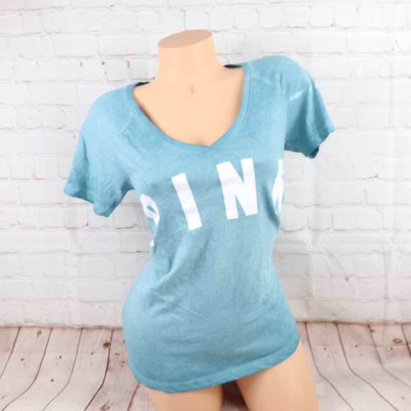 VS PINK logo short Sleeve V-Neck Tee Shirt - Picture 3 of 7